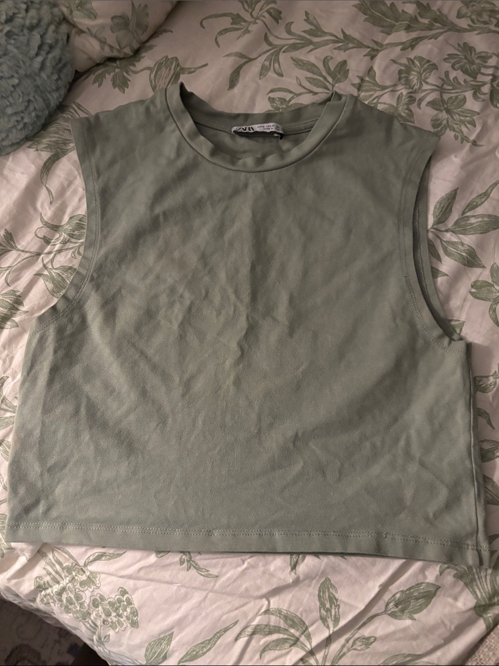 Zara Sleeveless Crop Tank in Sage